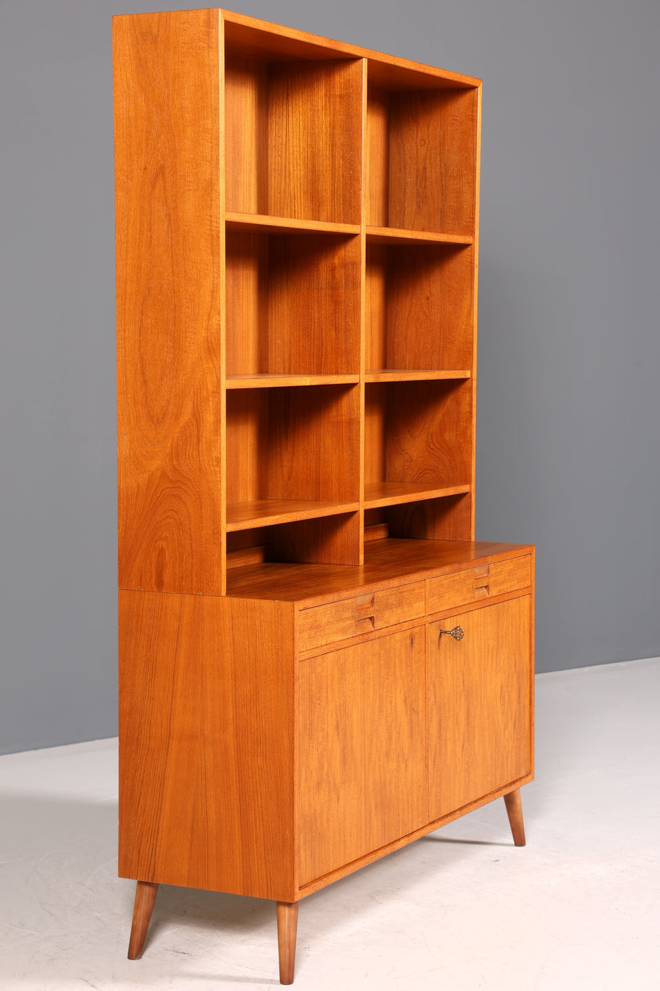 Traumhaftes Mid Century Regal echt Holz Schrank Danish Design Retro Kommode Vintage Bücherregal 60er Jahre