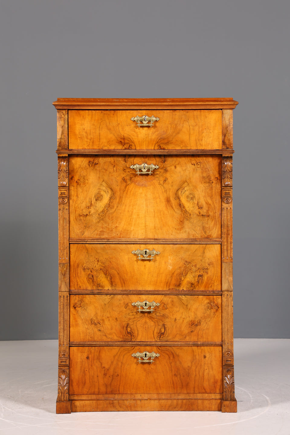 Stilvoller Gründerzeit Sekretär Vertiko Highboard Louis Philippe Kommode um 1880