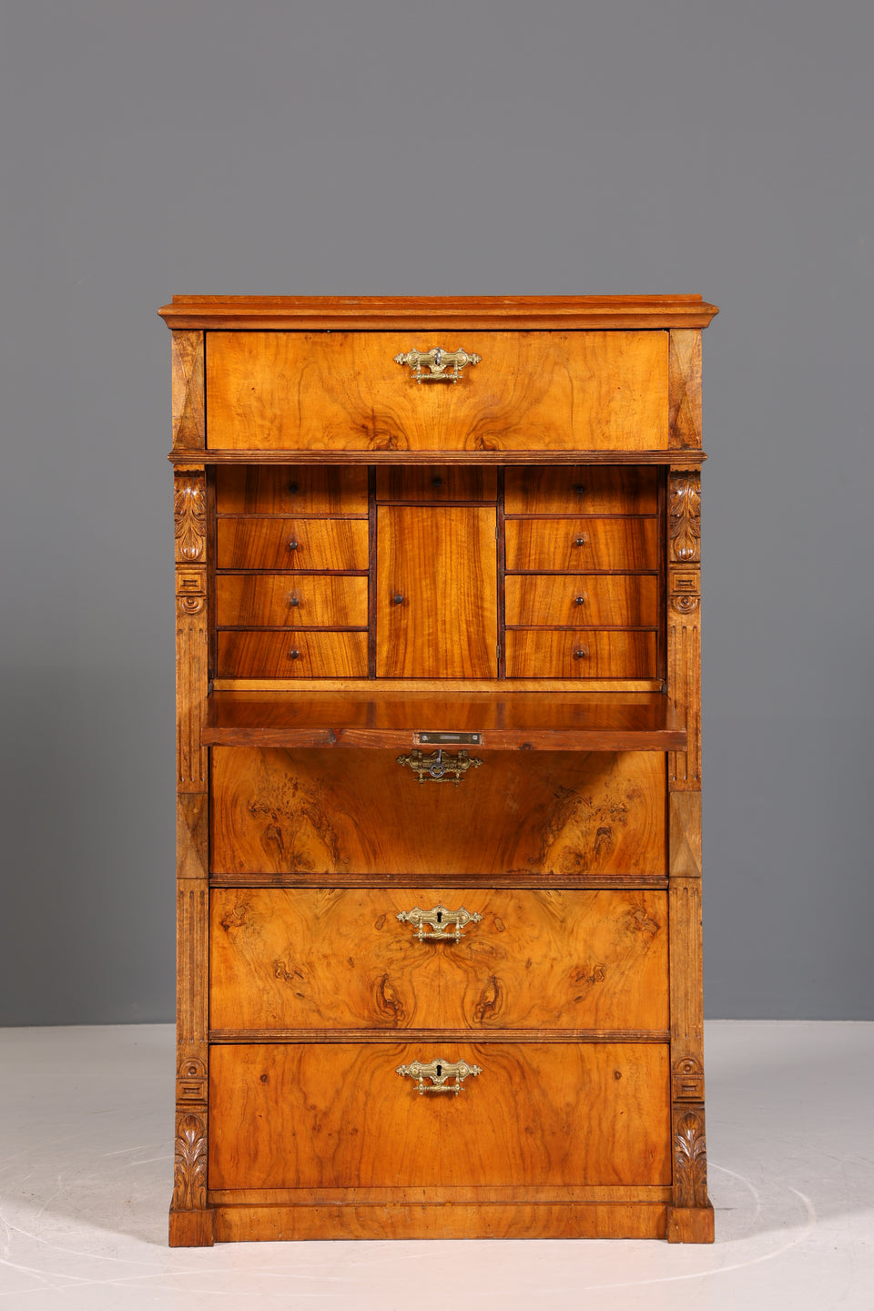 Stilvoller Gründerzeit Sekretär Vertiko Highboard Louis Philippe Kommode um 1880