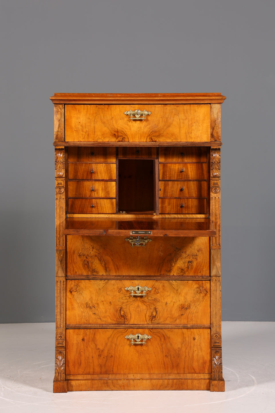 Stilvoller Gründerzeit Sekretär Vertiko Highboard Louis Philippe Kommode um 1880