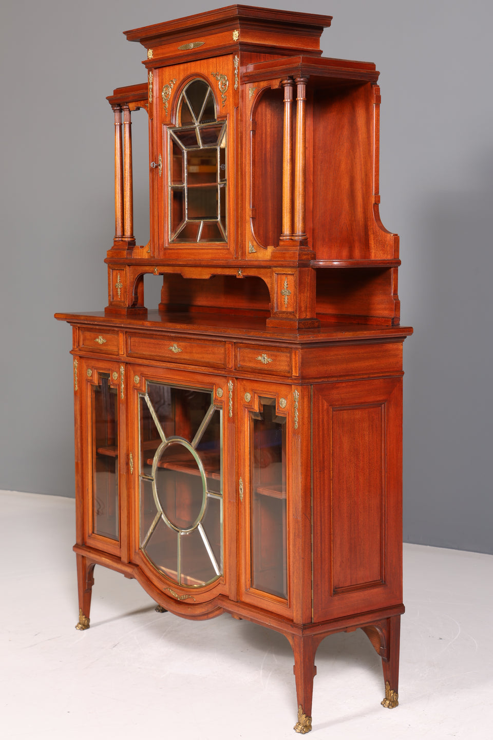 Traumhafte Jugendstil Vitrine echt Holz Bücherschrank Antik Küchenschrank Anrichte