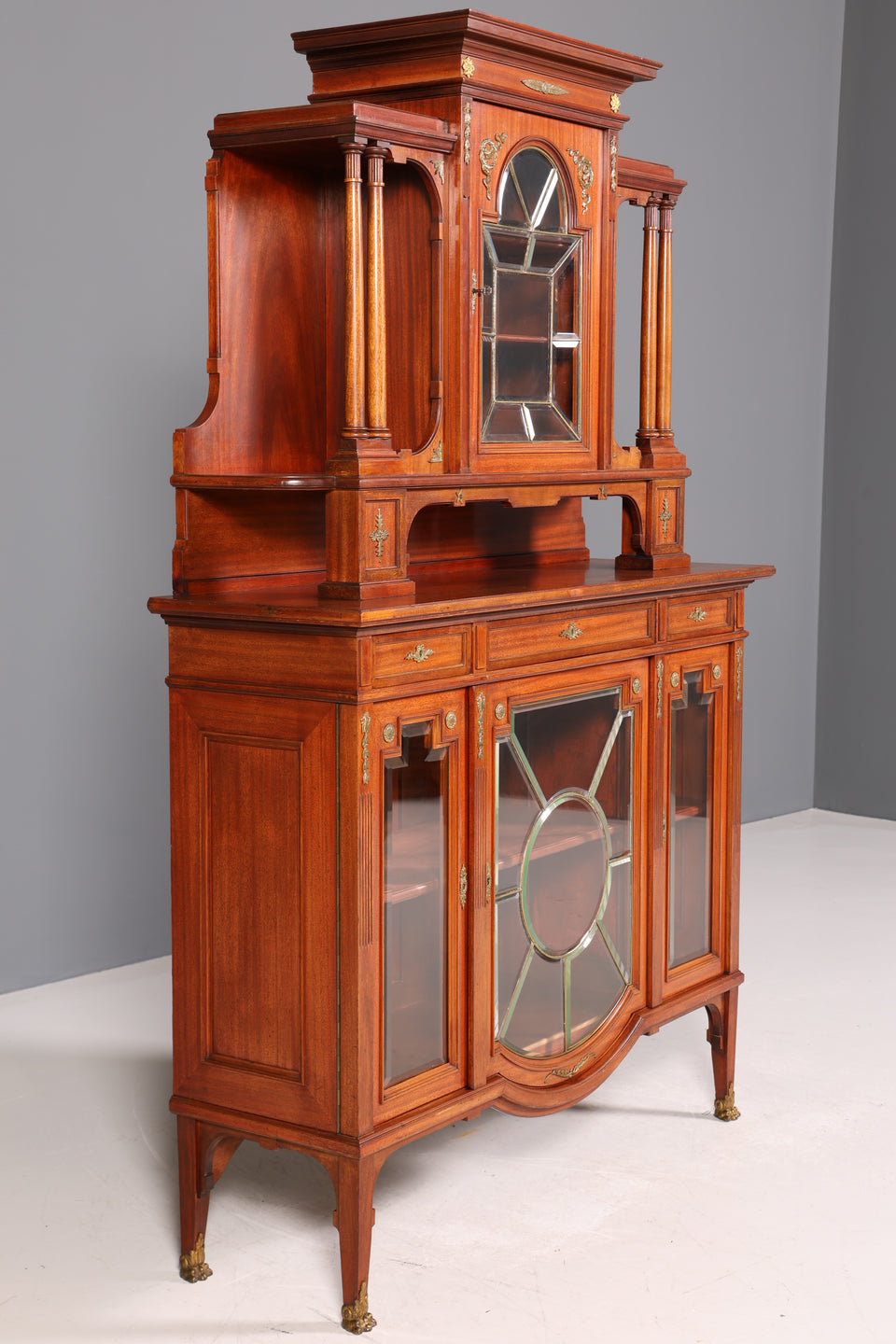 Traumhafte Jugendstil Vitrine echt Holz Bücherschrank Antik Küchenschrank Anrichte