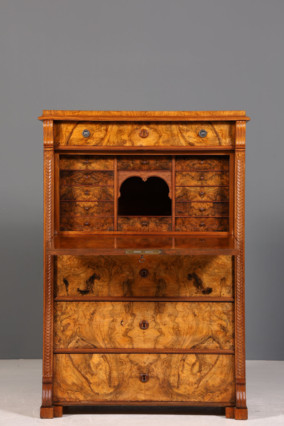 Stilvoller Louis Philippe Sekretär um 1880 Gründerzeit Antik Schrank Chiffoniere