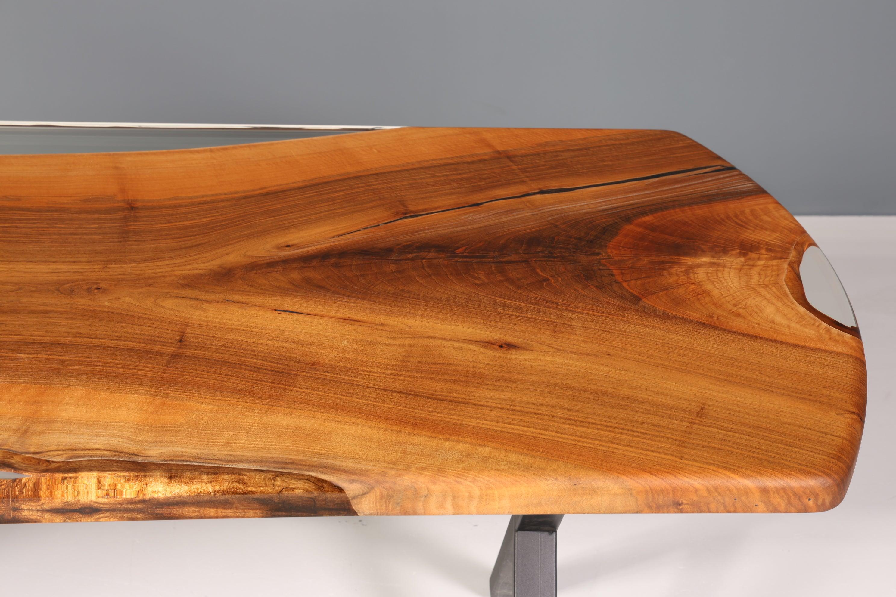 Unique epoxy resin table walnut 202-94cm rounded solid wood dining room table kitchen table