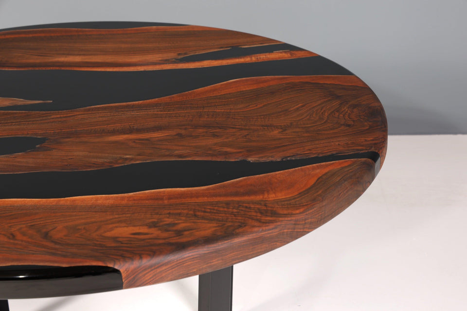 Round epoxy resin table 140cm walnut dining room table solid wood kitchen table