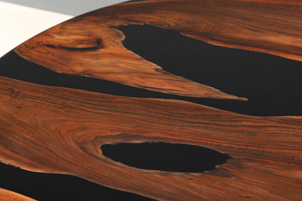 Round epoxy resin table 140cm walnut dining room table solid wood kitchen table