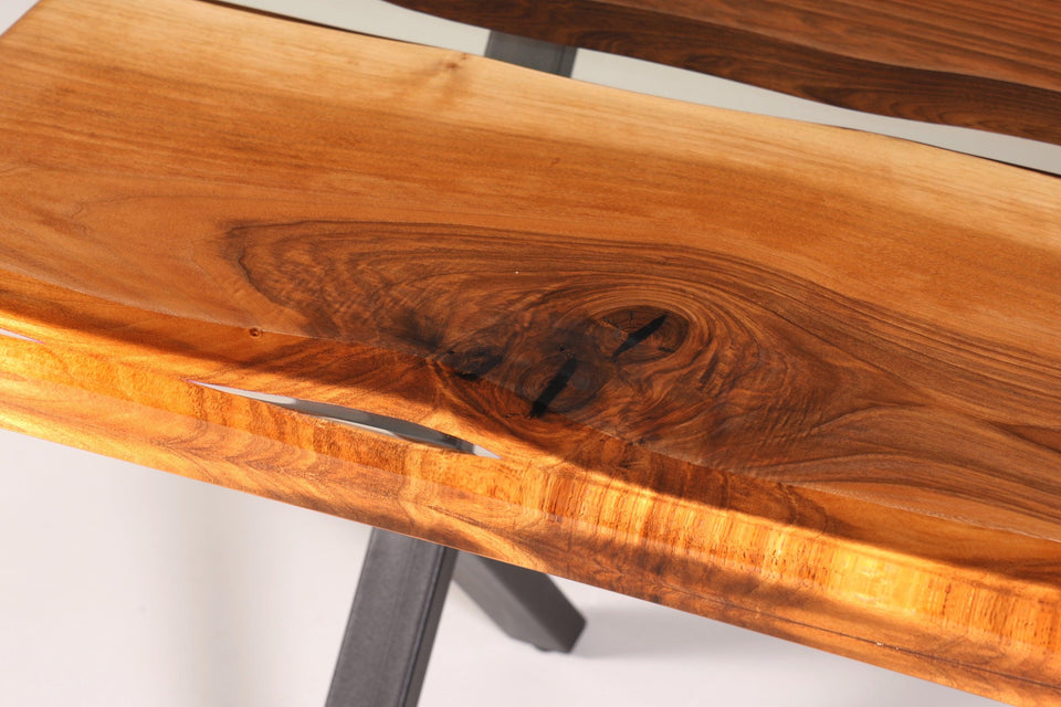 Unique Epoxy Resin Table 180-90cm Walnut Dining Table River Table Epoxy Kitchen Table