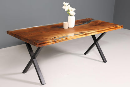 Unique epoxy resin table 200-90cm walnut dining room table river table solid wood kitchen table