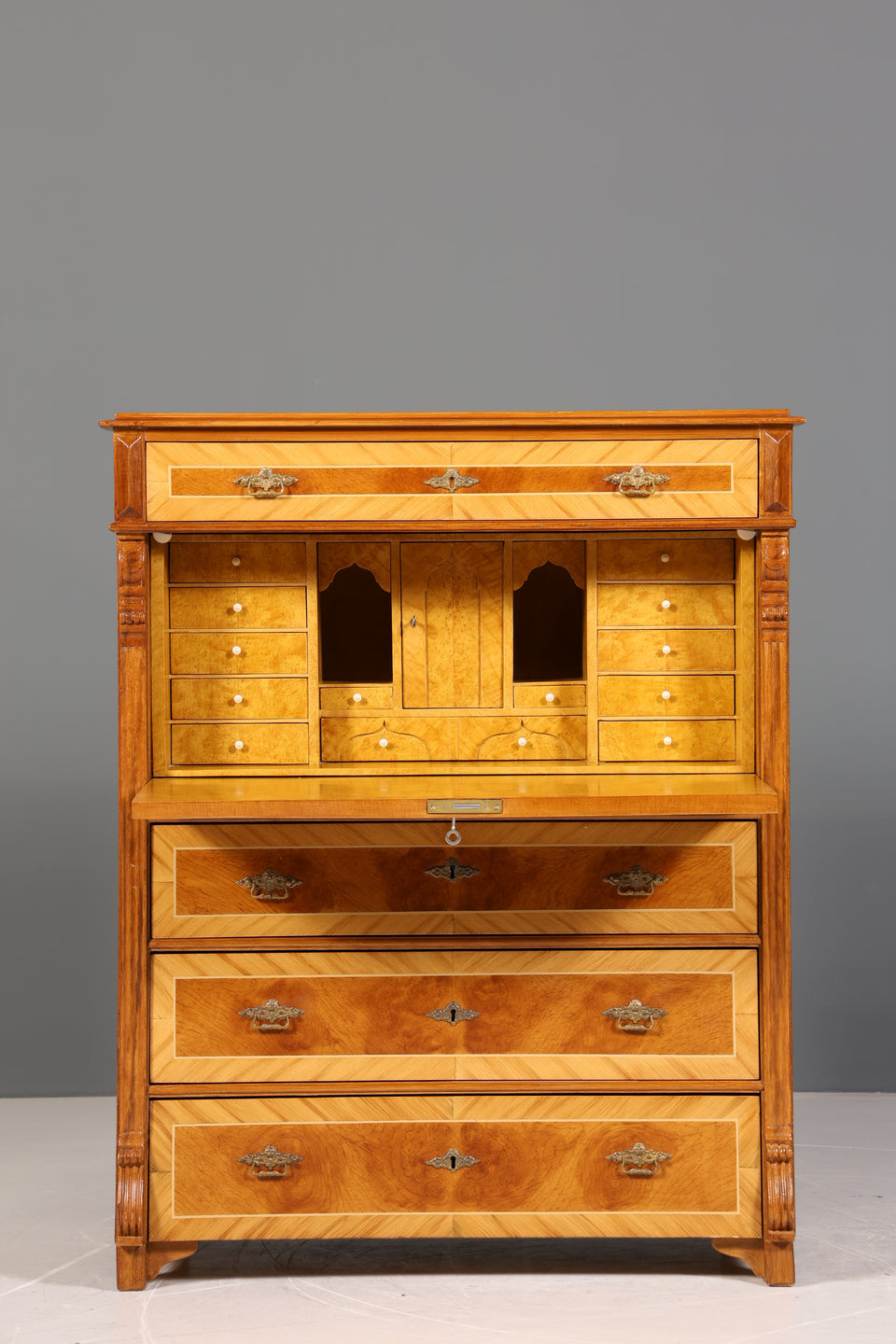 Edler Gründerzeit Sekretär Vertiko Highboard Louis Philippe Kommode um 1880