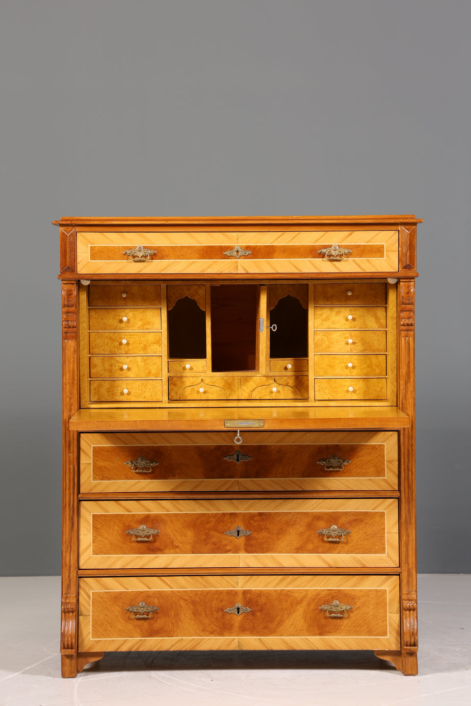 Edler Gründerzeit Sekretär Vertiko Highboard Louis Philippe Kommode um 1880