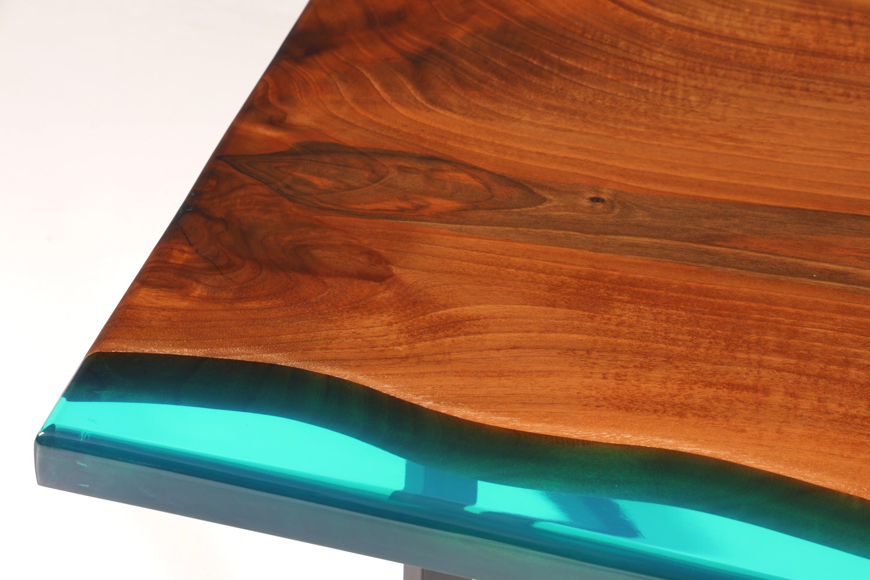 Rare epoxy resin table walnut dining room table green epoxy dining table solid wood kitchen table