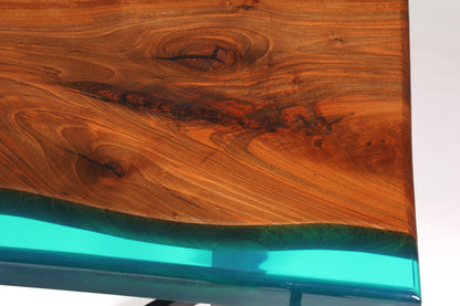 Rare epoxy resin table walnut dining room table green epoxy dining table solid wood kitchen table