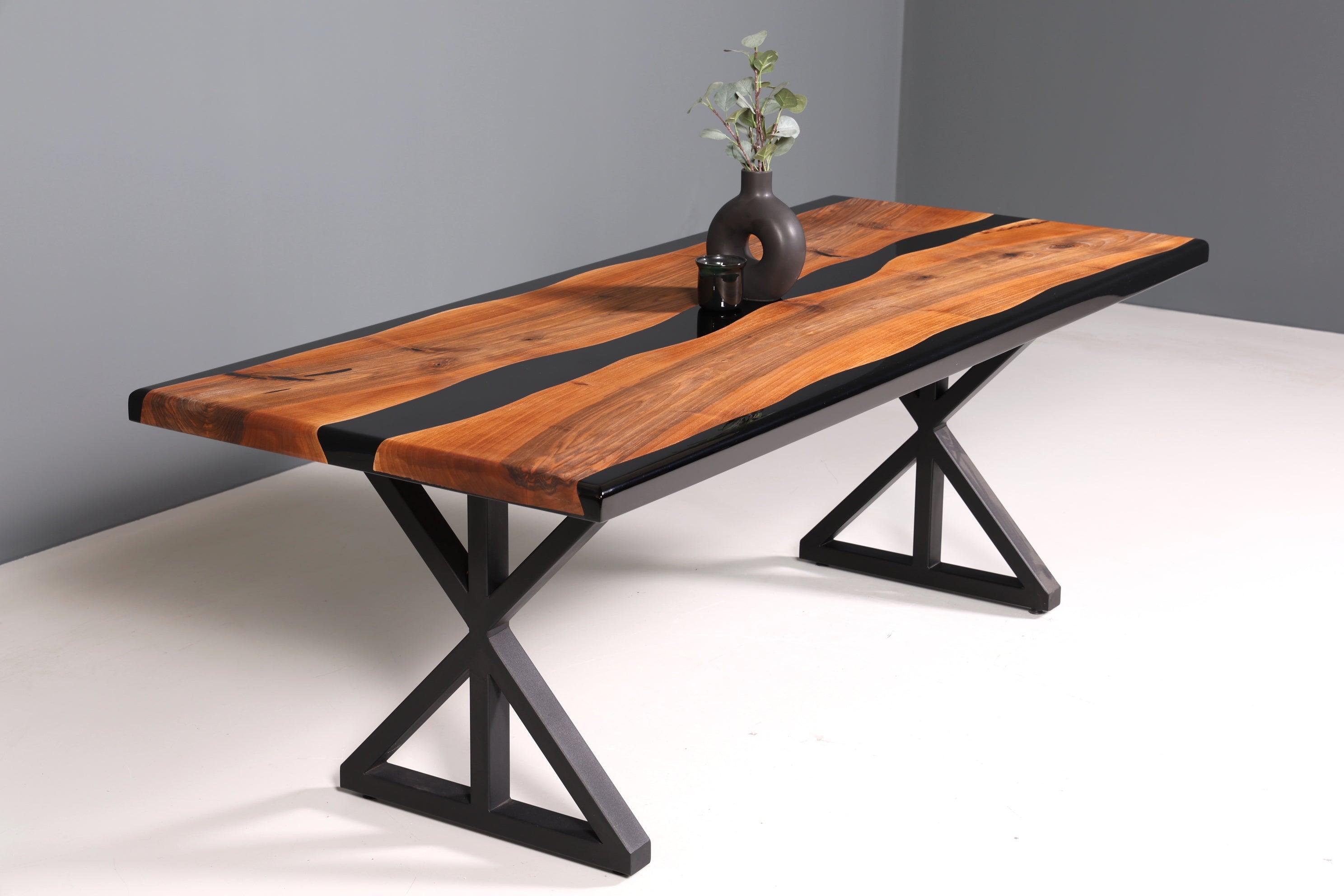 Beautiful epoxy resin table 220-90 cm Epoxy Black Walnut Dining Table