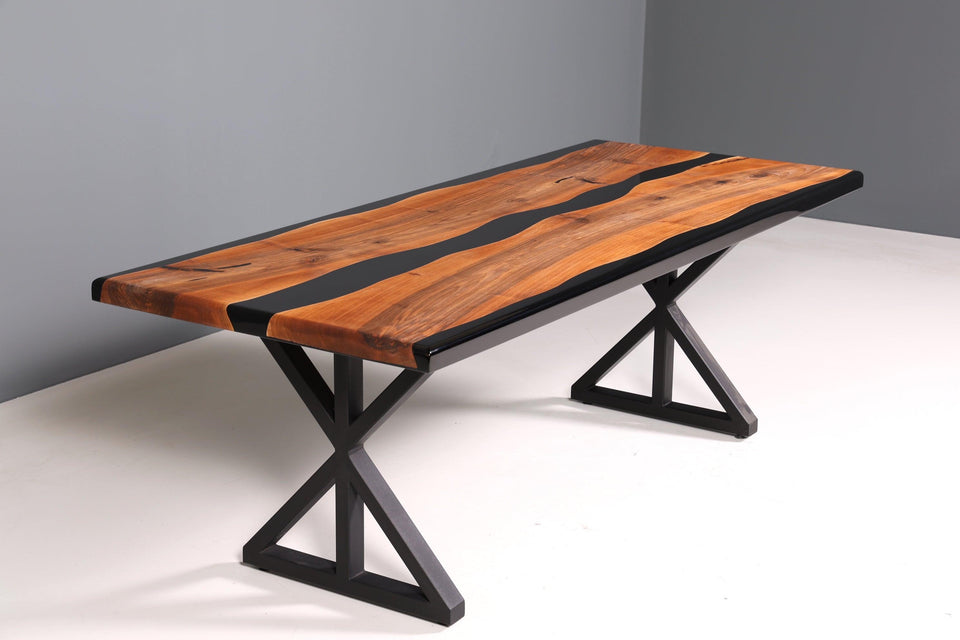 Beautiful epoxy resin table 220-90 cm Epoxy Black Walnut Dining Table