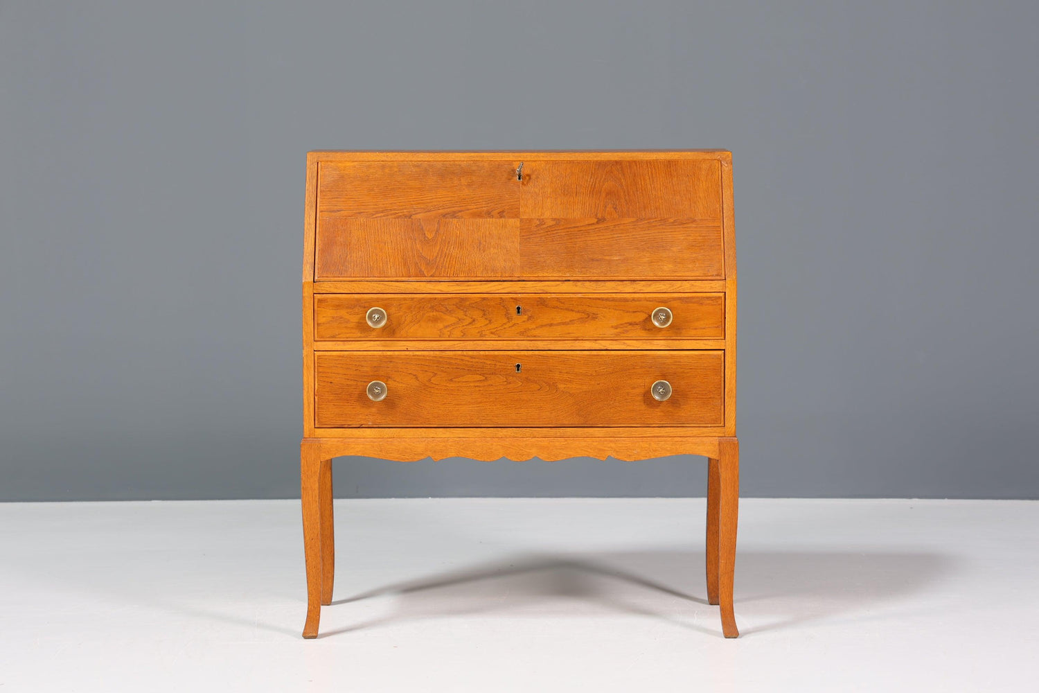 Stylish secretary around 1940 Biedermeier style antique office chest of drawers