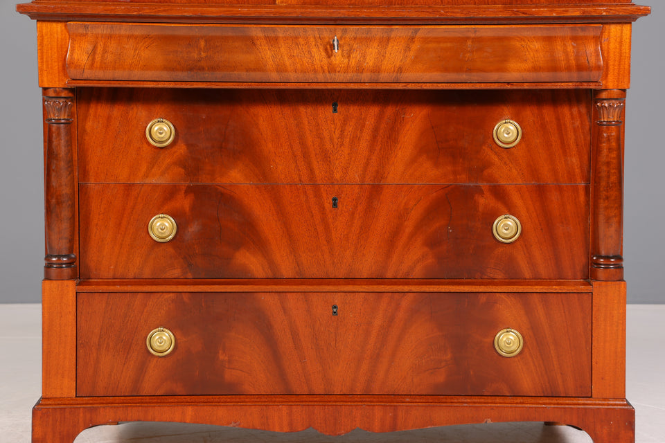 Edle Biedermeier Stil Kommode um 1940 Englisch Antik Mahagoni Sideboard Schubladen Kommode