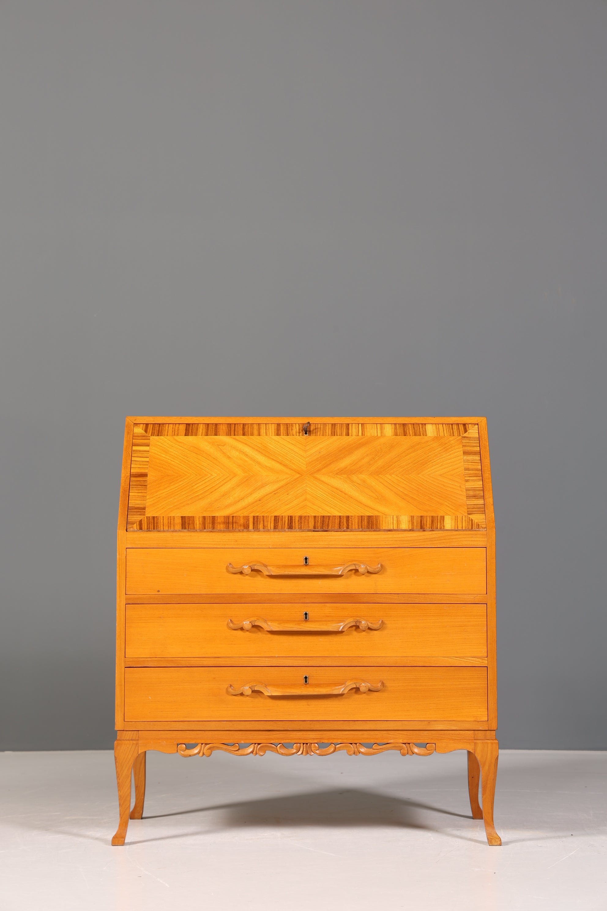 Noble Secretary around 1930 Office Chest of Drawers Cherry Wood Secretary Desk Chest of Drawers