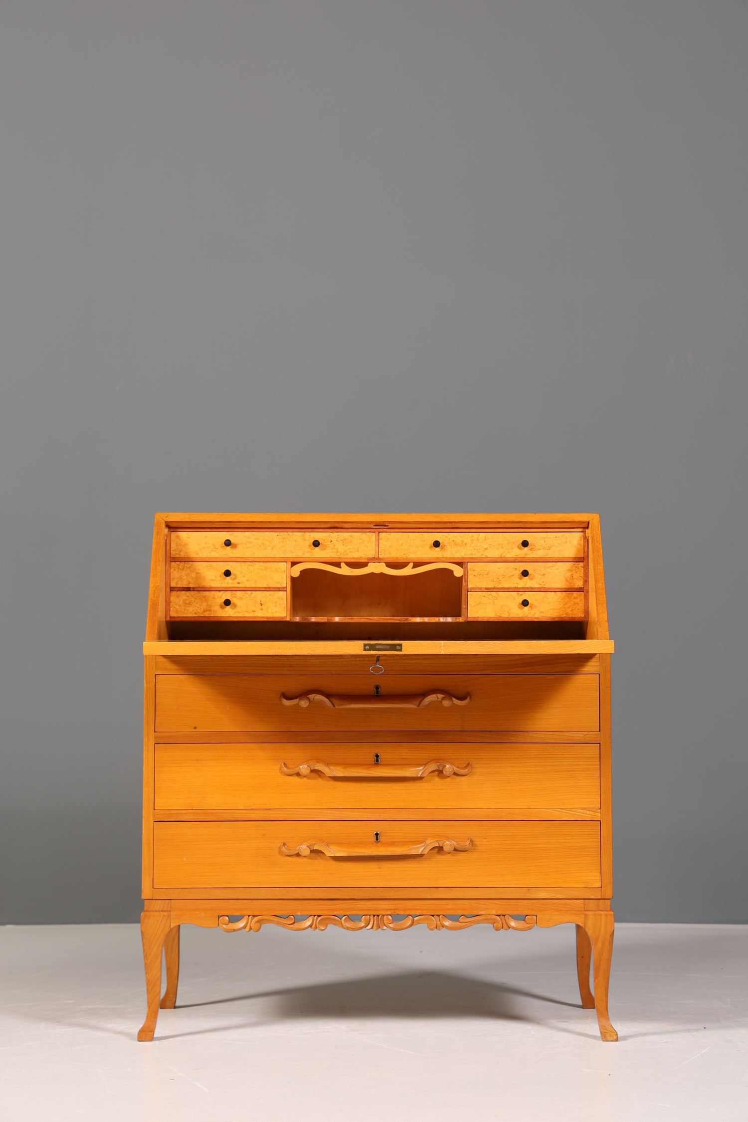 Noble Secretary around 1930 Office Chest of Drawers Cherry Wood Secretary Desk Chest of Drawers