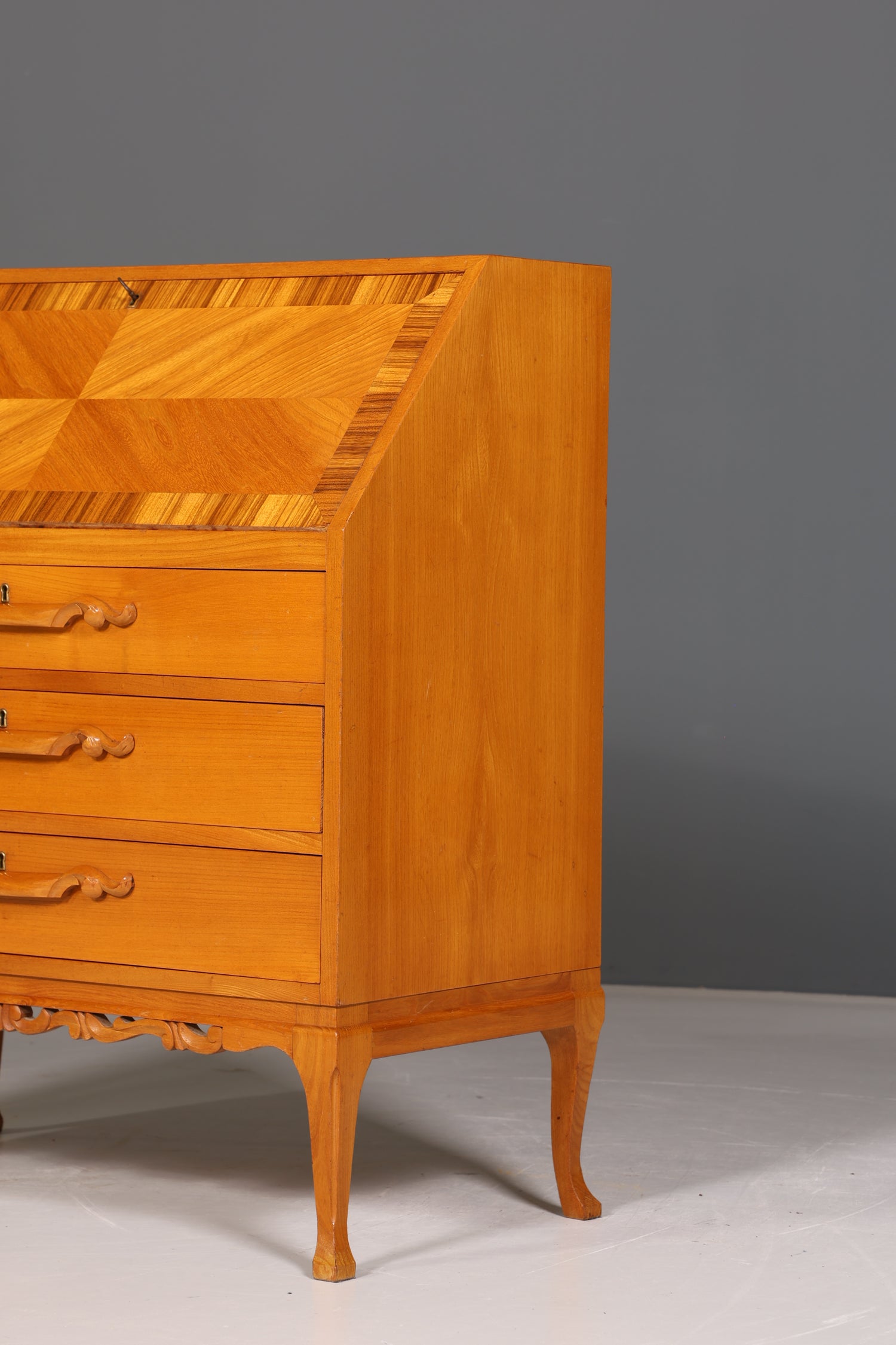 Noble Secretary around 1930 Office Chest of Drawers Cherry Wood Secretary Desk Chest of Drawers