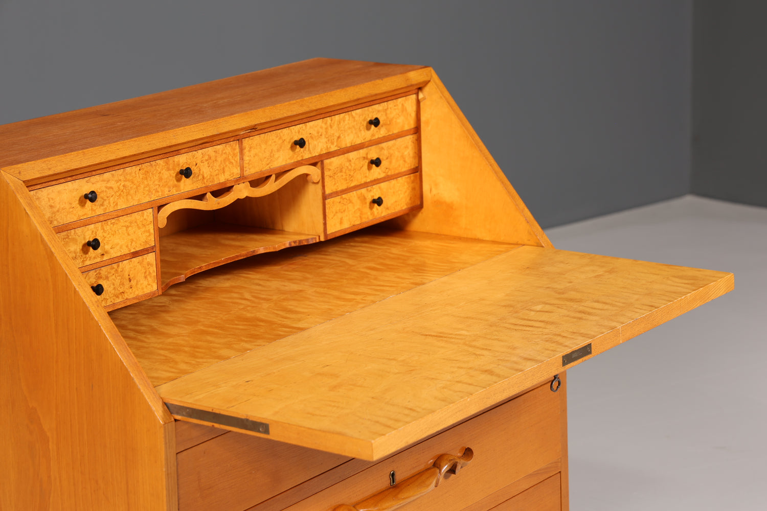 Noble Secretary around 1930 Office Chest of Drawers Cherry Wood Secretary Desk Chest of Drawers