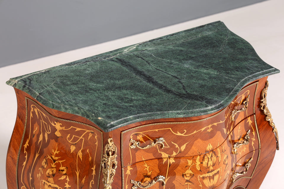 Edle Bauchige Barock Stil Kommode Marmor Louis XV Antik Stil Kommode