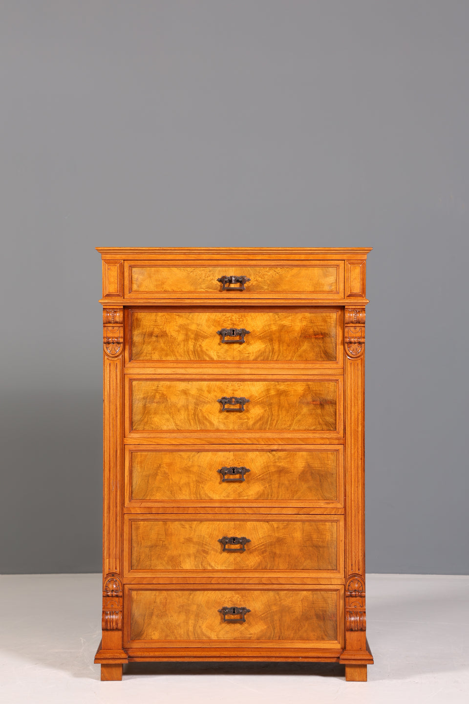 Wunderschöner Gründerzeit Sekretär Vertiko Nussbaum Highboard Louis Philippe Kommode um 1880