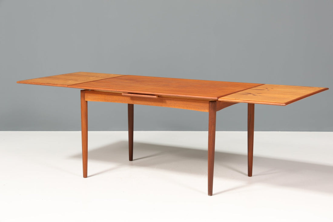 Edler Mid Century Esstisch ausziehbarer Danish Design Teak Holz Küchentisch Esszimmer Tisch