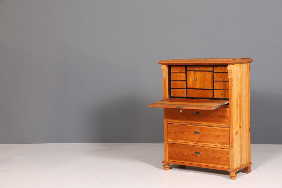 Beautiful Art Nouveau Secretary Vertiko Antique Softwood Chest of Drawers around 1890 Writing Chest