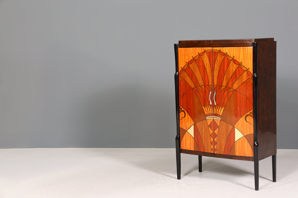 Wunderschönes Art Deco Stil Highboard Schrank Kommode Vertiko Sun Cabinet