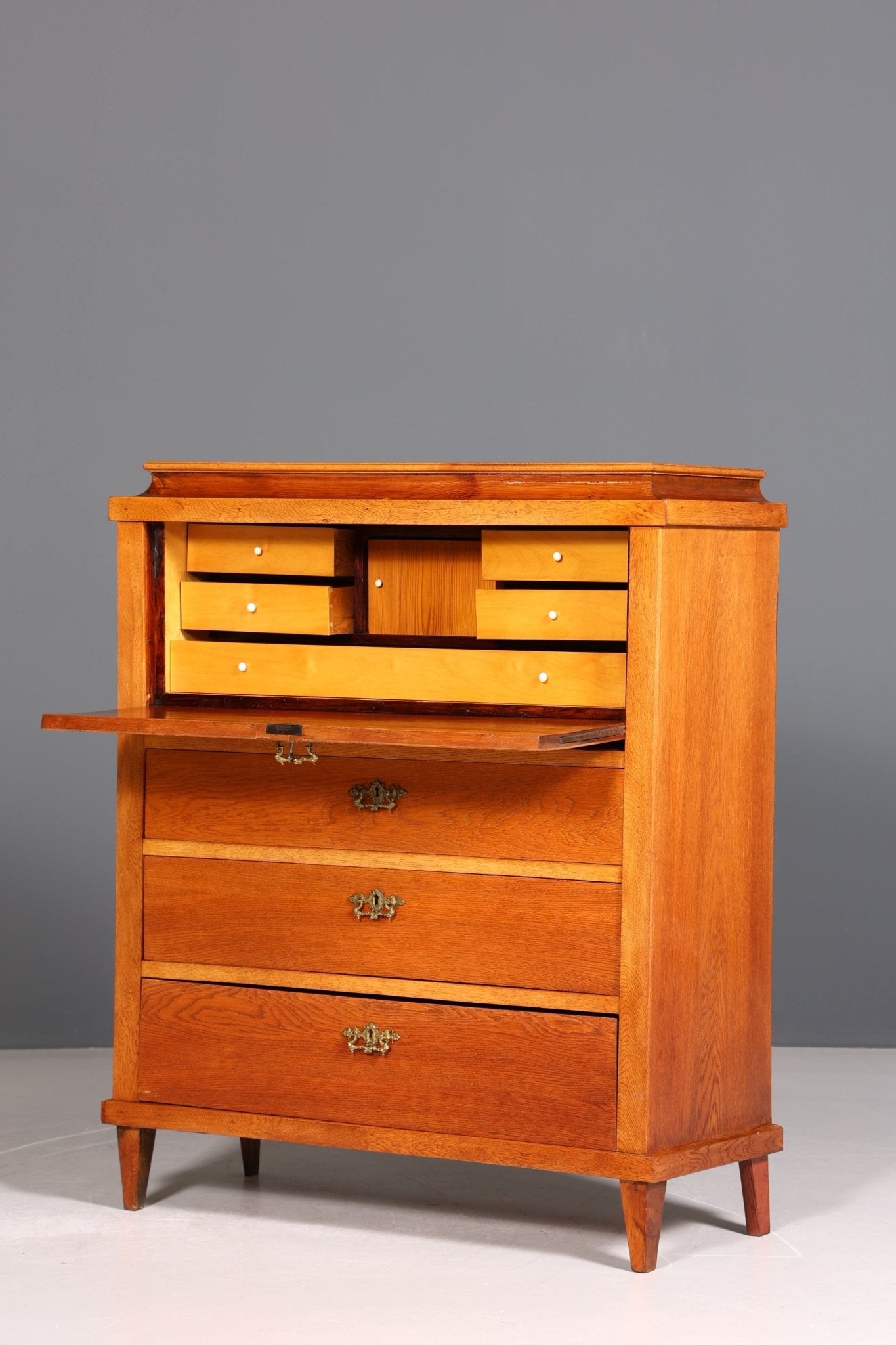 Stylish Biedermeier Secretary Vertiko Antique Chest of Drawers Louis Philippe Writing Desk