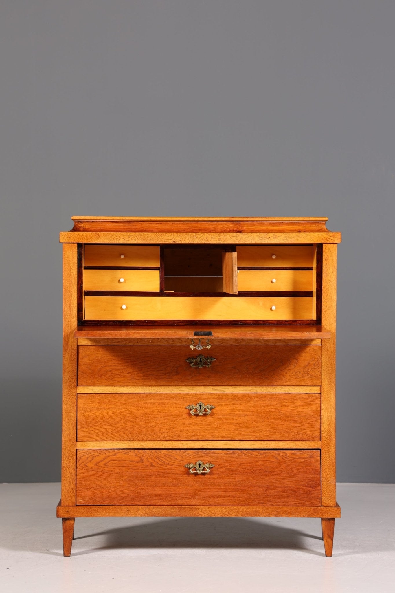 Stylish Biedermeier Secretary Vertiko Antique Chest of Drawers Louis Philippe Writing Desk