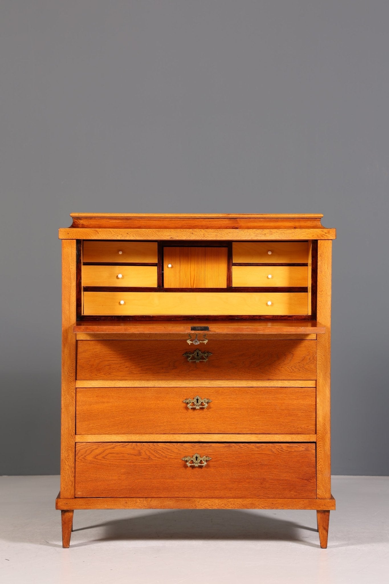 Stylish Biedermeier Secretary Vertiko Antique Chest of Drawers Louis Philippe Writing Desk