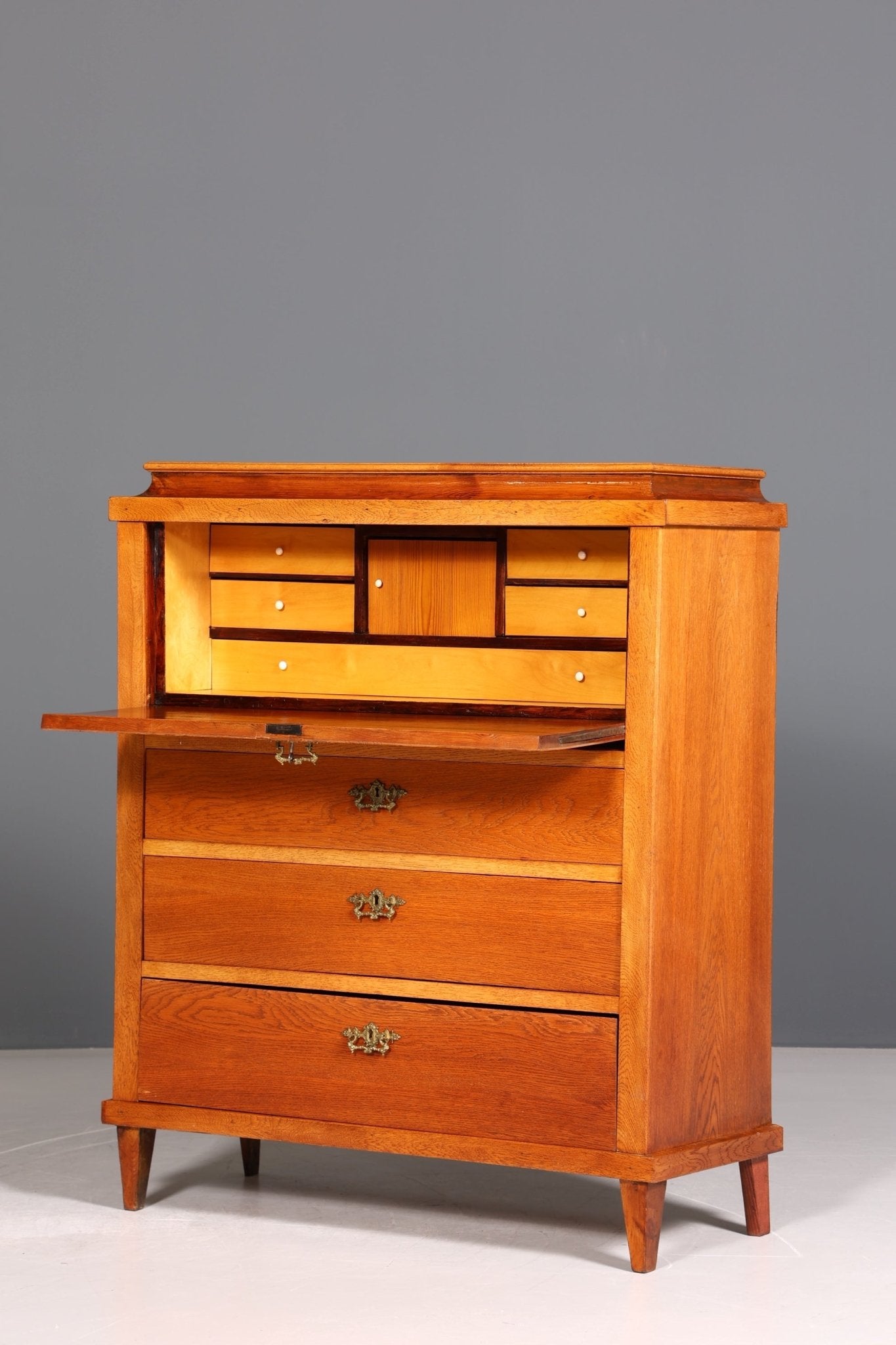 Stylish Biedermeier Secretary Vertiko Antique Chest of Drawers Louis Philippe Writing Desk