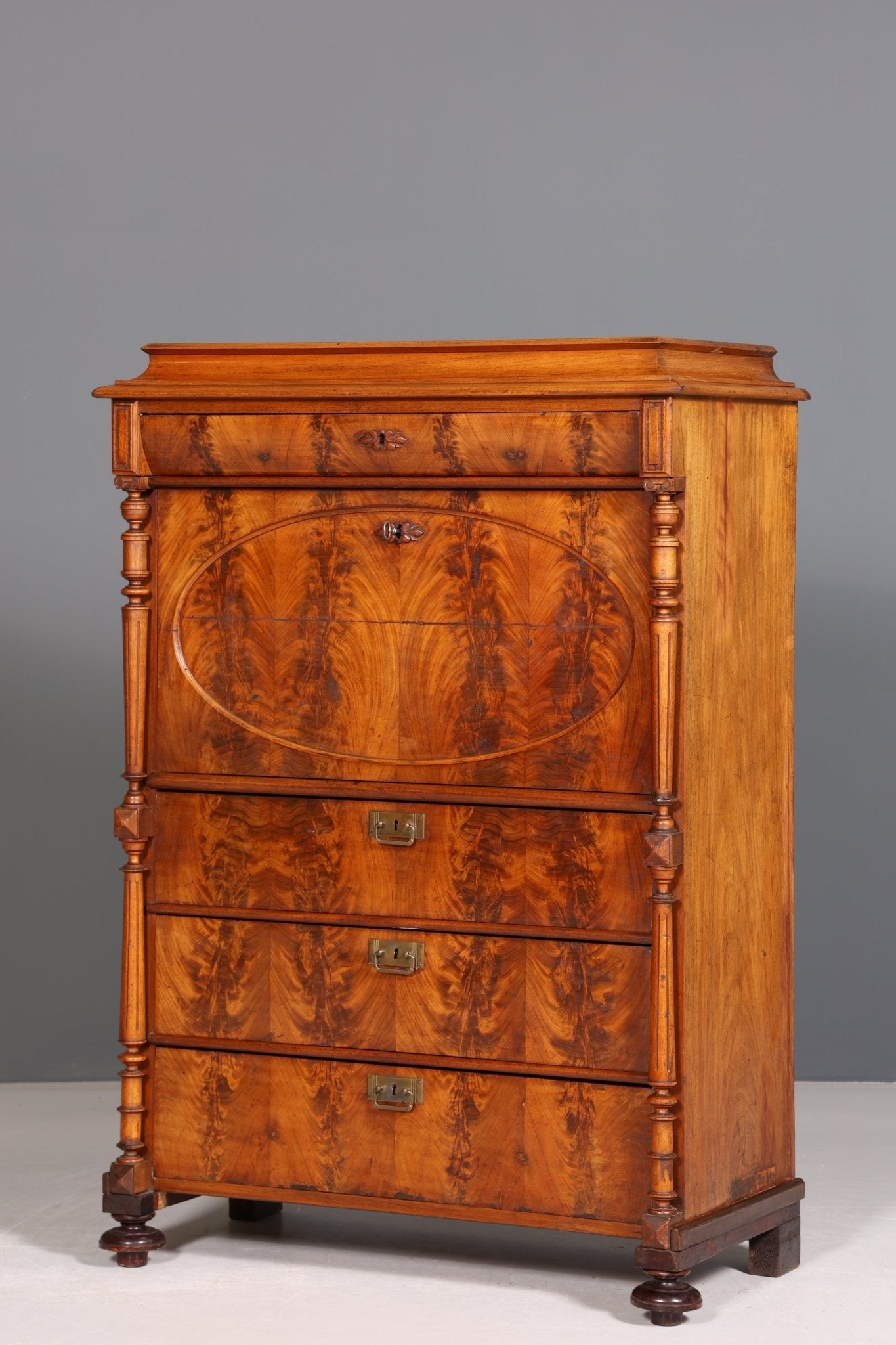 Stilvoller Gründerzeit Sekretär Vertiko Highboard Louis Philippe Kommode Schrank um 1880