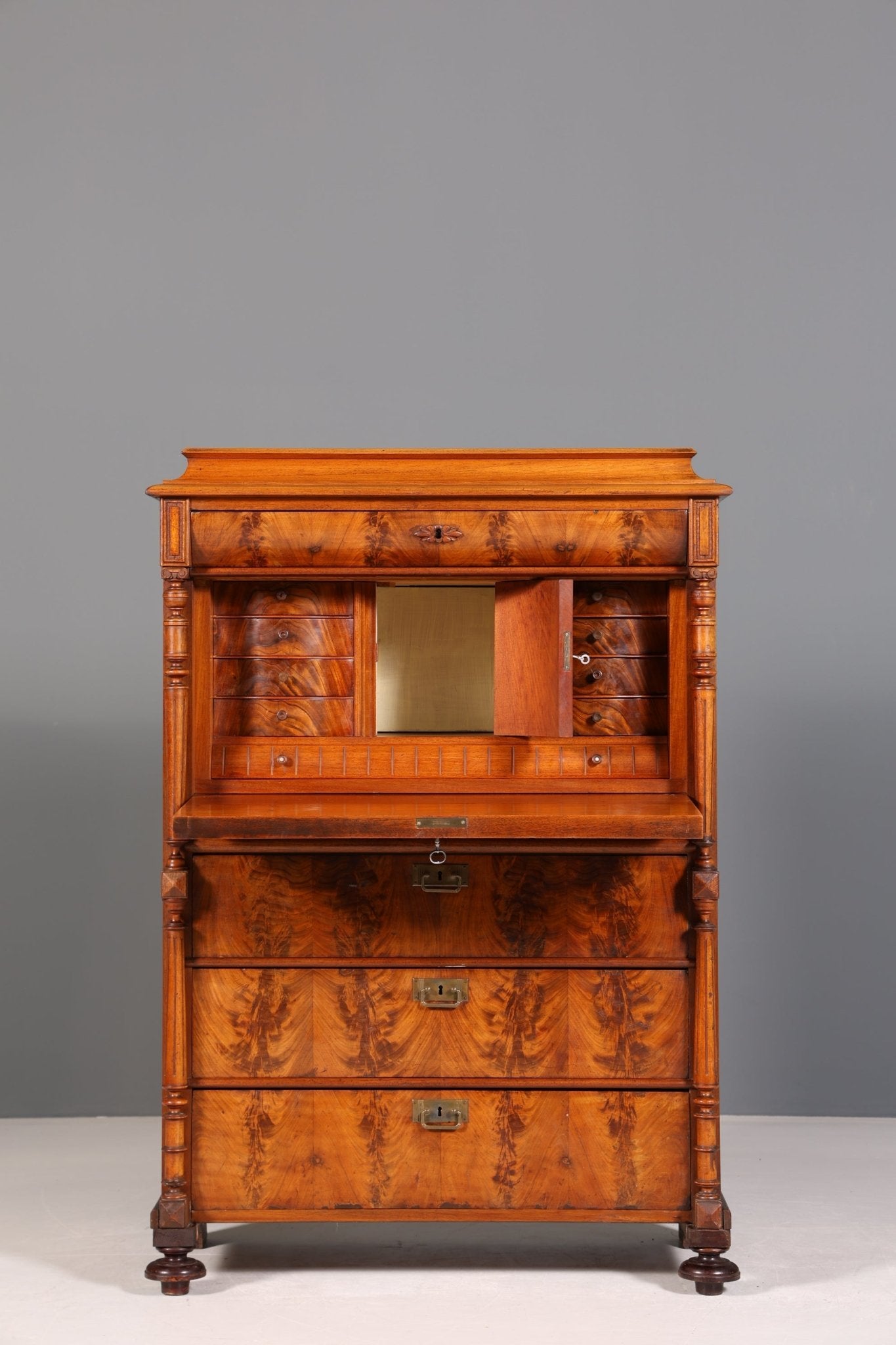 Stilvoller Gründerzeit Sekretär Vertiko Highboard Louis Philippe Kommode Schrank um 1880