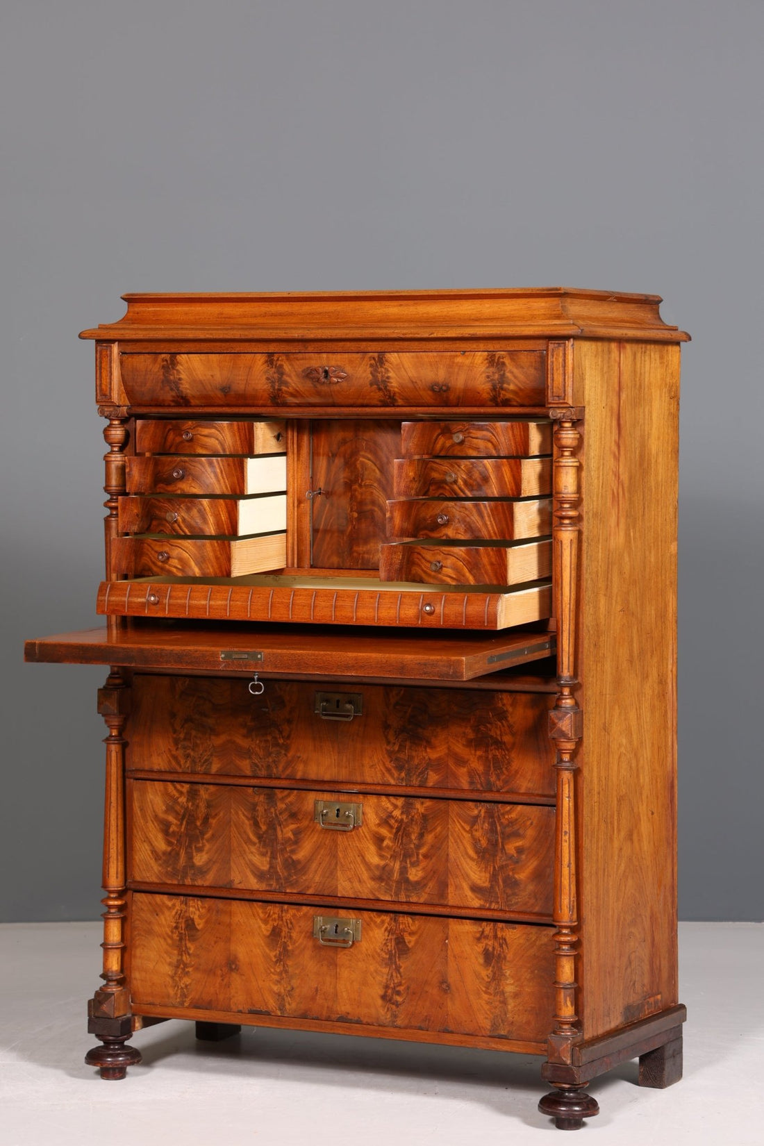 Stilvoller Gründerzeit Sekretär Vertiko Highboard Louis Philippe Kommode Schrank um 1880