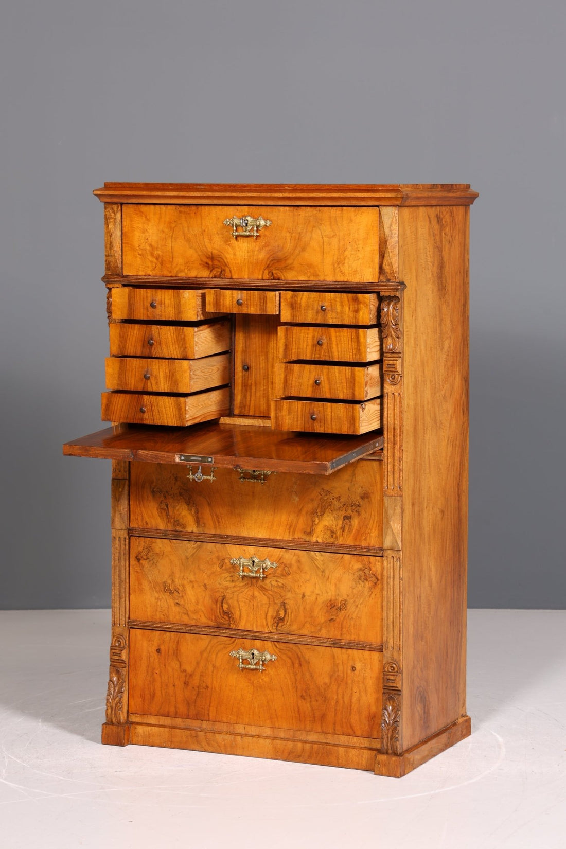 Stilvoller Gründerzeit Sekretär Vertiko Highboard Louis Philippe Kommode um 1880