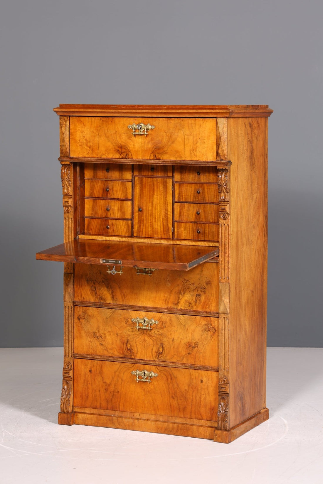 Stilvoller Gründerzeit Sekretär Vertiko Highboard Louis Philippe Kommode um 1880