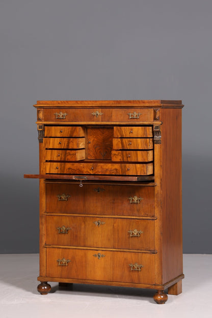 Stilvoller Gründerzeit Sekretär Vertiko Nussbaum Jugendstil Highboard Louis Philippe Kommode um 1880