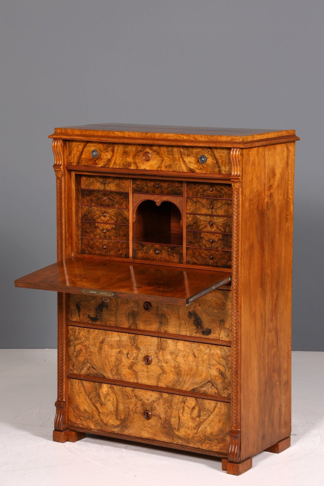 Stilvoller Louis Philippe Sekretär um 1880 Gründerzeit Antik Schrank Chiffoniere