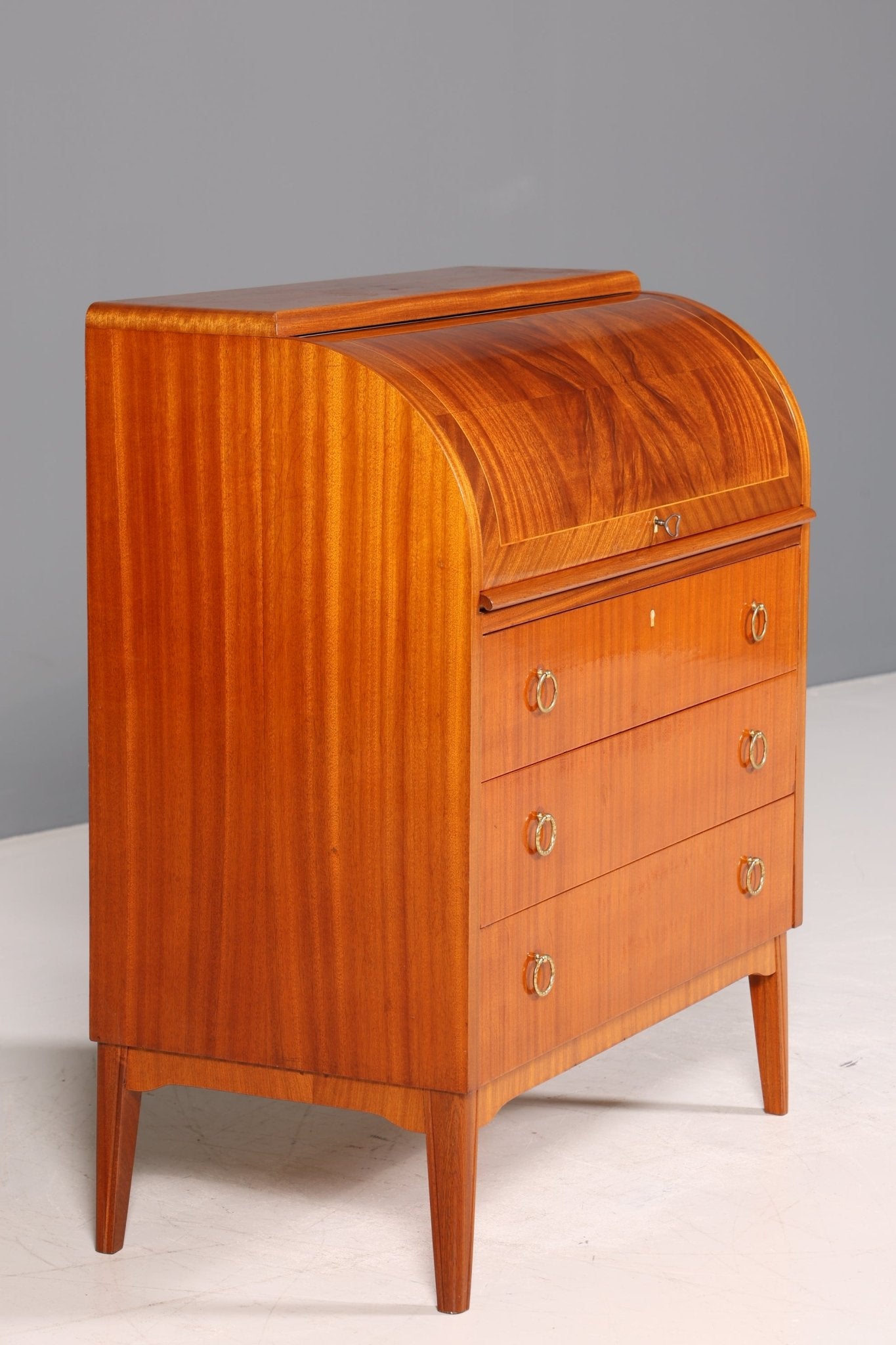 Stilvoller Mid Century Sekretär echt Holz Rollladen Schrank Kommode Schreibkommode 60s