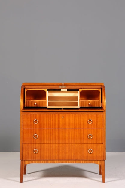 Stilvoller Mid Century Sekretär echt Holz Rollladen Schrank Kommode Schreibkommode 60s