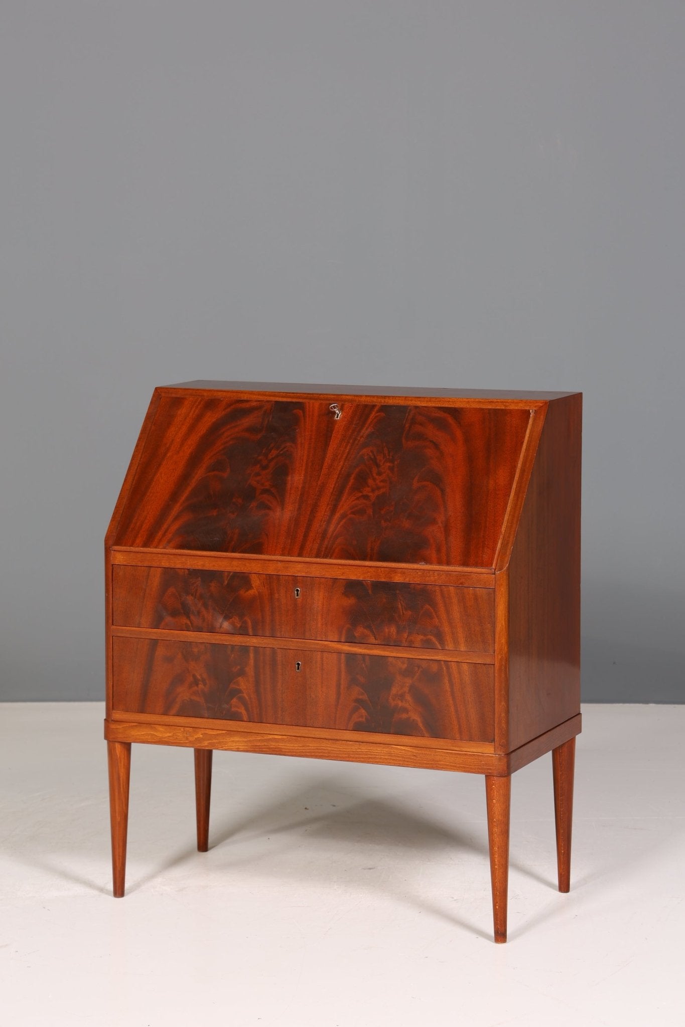 Stylish secretary in English style antique around 1930 office chest of drawers mahogany writing chest