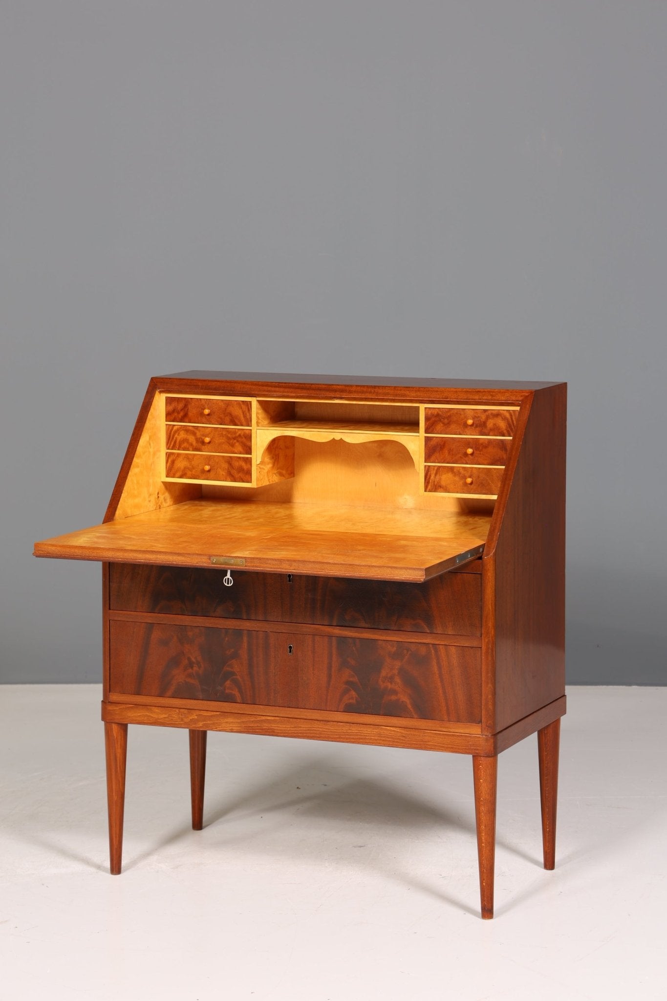 Stylish secretary in English style antique around 1930 office chest of drawers mahogany writing chest