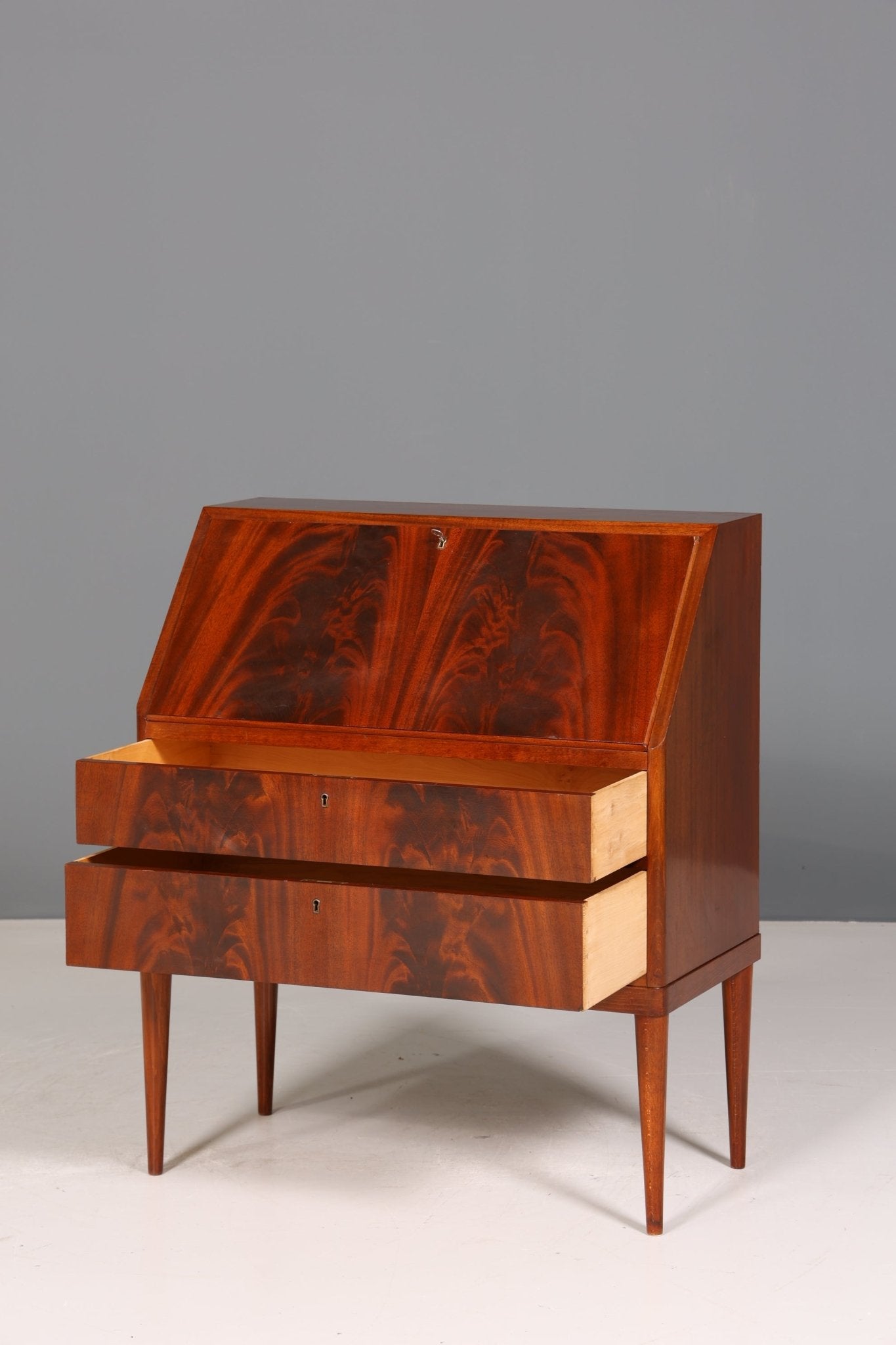 Stylish secretary in English style antique around 1930 office chest of drawers mahogany writing chest