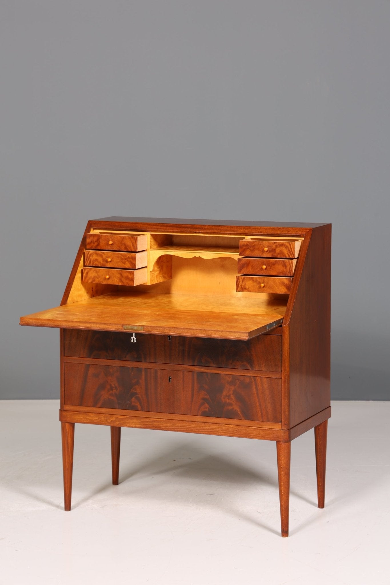 Stylish secretary in English style antique around 1930 office chest of drawers mahogany writing chest