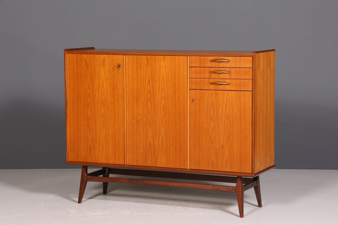 Stylish Mid Century Highboard Sideboard Vintage Cabinet 60s Office Chest of Drawers Filing Cabinet