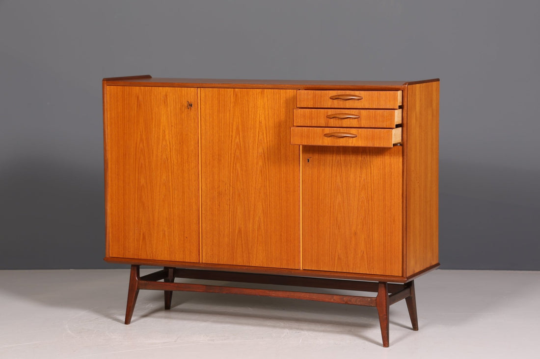 Stylish Mid Century Highboard Sideboard Vintage Cabinet 60s Office Chest of Drawers Filing Cabinet