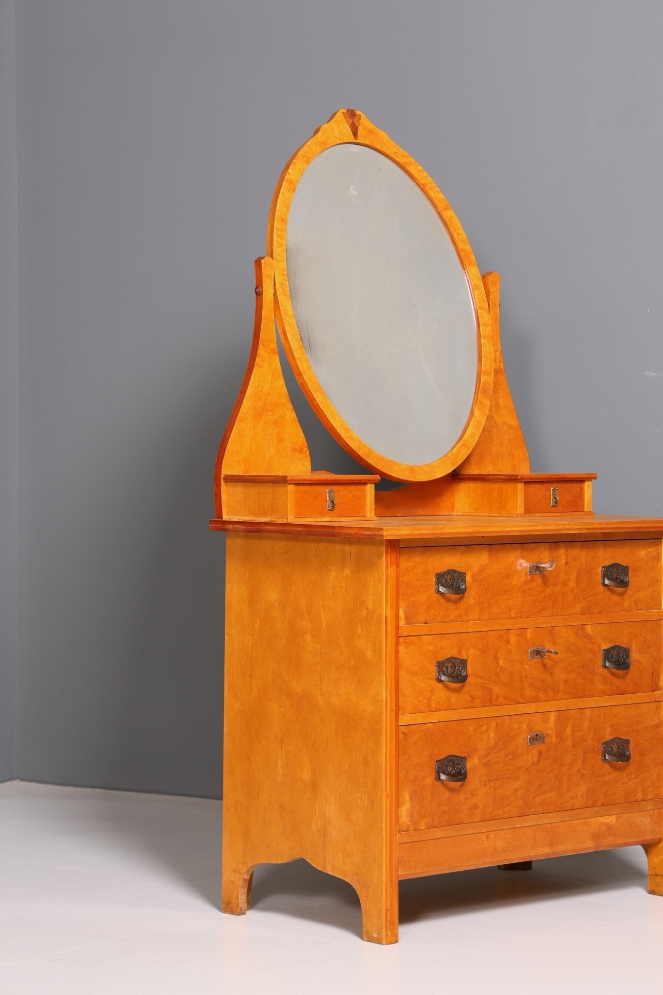 Dreamlike Art Nouveau Chest of Drawers Antique Sideboard with Mirror Hallway Chest of Drawers