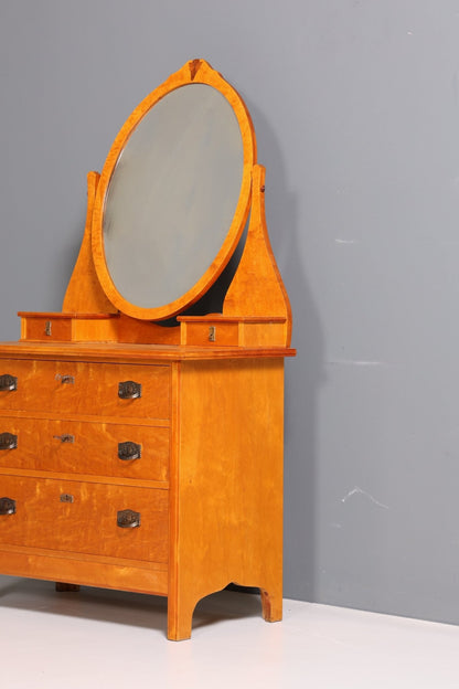 Dreamlike Art Nouveau Chest of Drawers Antique Sideboard with Mirror Hallway Chest of Drawers